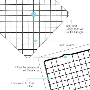 Lamoutor 2Pcs Metal Kitchen Cooling Rack - Non-Stick & Durable