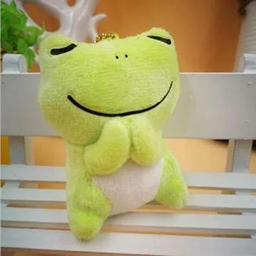 Ruzucoda Stuffed Frog Keychain Plush Animals Pendants Ornaments Pray Good Things Green