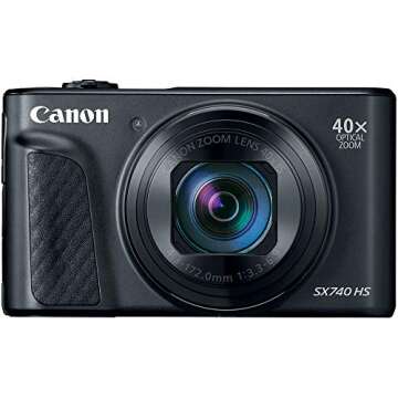 Canon PowerShot SX740 HS Digital Camera (Black) (2955C001) + 64GB Memory Card + 2 x NB13L Battery + ...