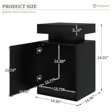 oneinmil Nightstand Set with LED Lights and Storage