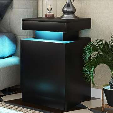 oneinmil Nightstand Set with LED Lights and Storage
