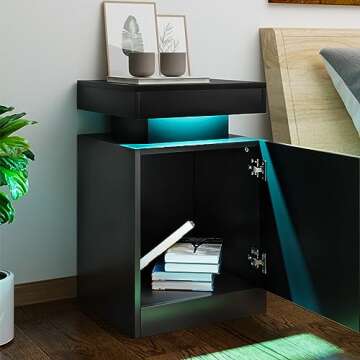 oneinmil Nightstand Set with LED Lights and Storage