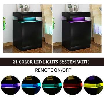 oneinmil Nightstand Set with LED Lights and Storage