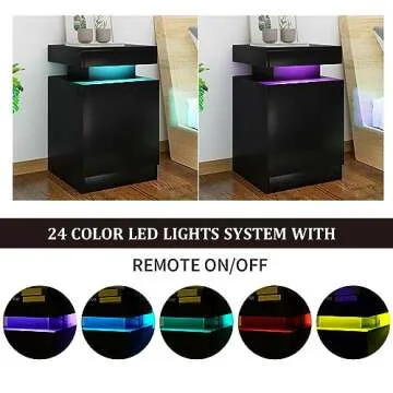 oneinmil Nightstand Set with LED Lights and Storage