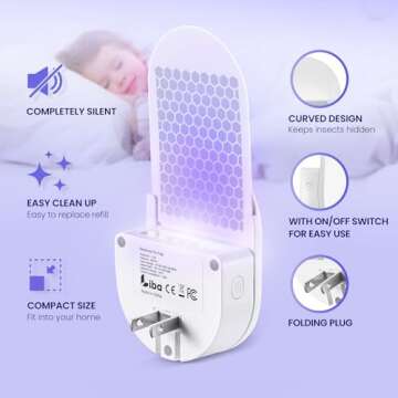 LiBa Fly Trap Indoor for Home, Plug-in Flying Insect Trap for Flies, Fruit Flies, Moths, Gnats, Mosquito Killer Insect Catcher Fly Tapper with 3 Refill Glue Cards for Home Office