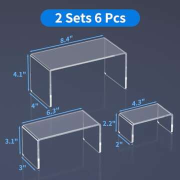 NIUBEE Acrylic Display Risers Stand Set - Crystal Clear 3 Steps Showcase
