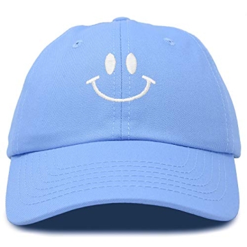 DALIX Smile Baseball Cap Smiling Face Happy Dad Hat Men Women Teens in Light Blue