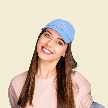 DALIX Smile Baseball Cap in Vibrant Light Blue for All