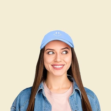 DALIX Smile Baseball Cap in Vibrant Light Blue for All