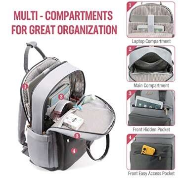 LOVEVOOK Laptop Backpack for Women 15.6 Inch Laptop Bag with USB Port, Fashion Waterproof Backpacks ...