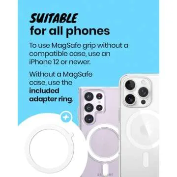 OnTheGrip Compatible with Magsafe Magnetic Authentic Solid Color Daisy Flower Design Collapsible Mobile Phone Grip Stand Holder for Smartphone Tablet Cell Phone Accessory (Magsafe Type, White Black)