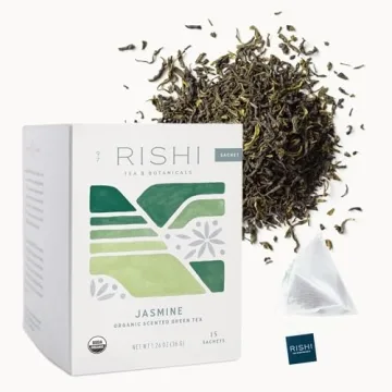 Organic Jasmine Green Tea - Rishi Tea Sachets with Floral Aroma - 15 Count
