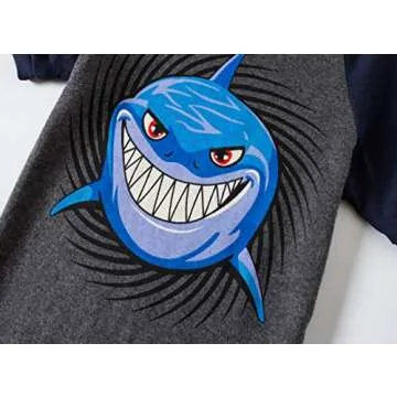 Family Feeling Big Boys Shark Pajamas Short Sets 100% Cotton Kid Summer Pjs 10