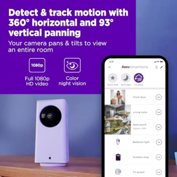 Roku Indoor 360° Security Camera - HD & Smart Alerts