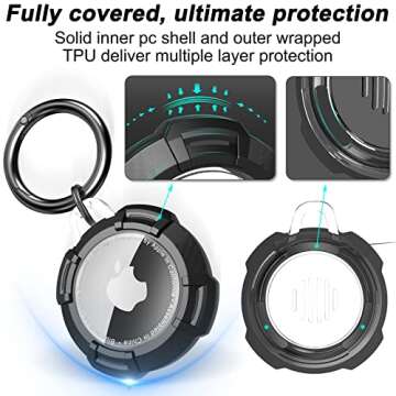 Tripho Secure AirTag Holder - Shockproof Keychain Case