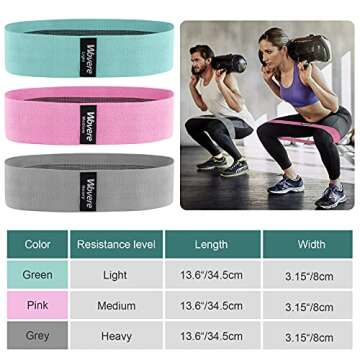 Wovere 3 Fabric Resistance Bands , Loop Exercise Bands for Legs, Workout Bands for Women, Glute Bands, Resistance Loop Bands, Non Slip Squat Bands with 3 Resistant Levels