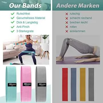 Wovere 3 Fabric Resistance Bands , Loop Exercise Bands for Legs, Workout Bands for Women, Glute Bands, Resistance Loop Bands, Non Slip Squat Bands with 3 Resistant Levels