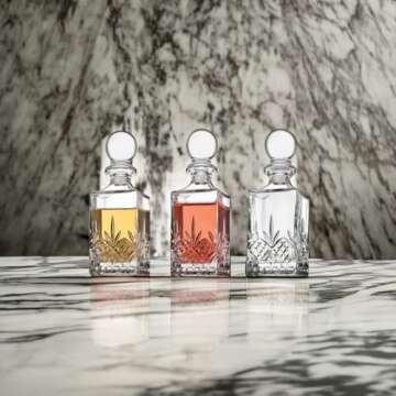 Godinger Mini Whiskey Decanter Barware Set - Dublin Crystal Collection for Liquor Whisky Vodka or Wine - 10oz, set of 3