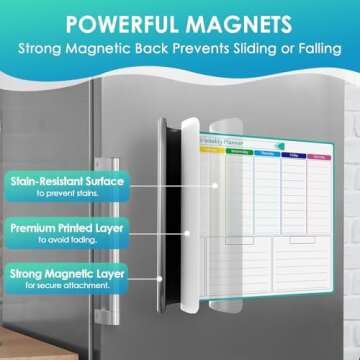 MaxGear Magnetic Calendar for Refrigerator, 16x12 Monthly and Weekly Dry Erase Fridge Whiteboard, Me...