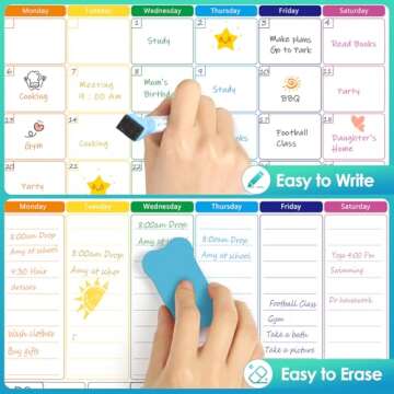 MaxGear Magnetic Calendar for Refrigerator, 16x12 Monthly and Weekly Dry Erase Fridge Whiteboard, Menu Schedule Planner Board, to-Do List, Notepad with 7 Markers,1 Eraser, and 1 Shopping List