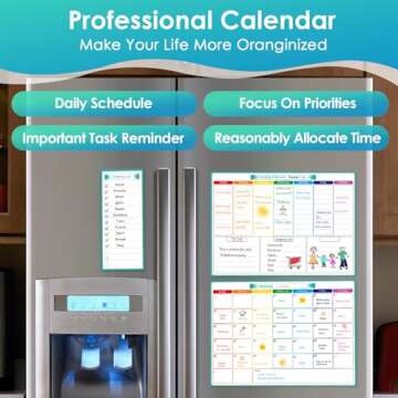 MaxGear Magnetic Calendar for Refrigerator, 16x12 Monthly and Weekly Dry Erase Fridge Whiteboard, Menu Schedule Planner Board, to-Do List, Notepad with 7 Markers,1 Eraser, and 1 Shopping List