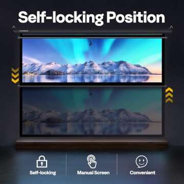 VIVOHOME Projector Screen Pull Down, 16:9 80 Inch Retractable Projection Screen, HD 4K Manual Pull Movie Screen for Home Theater, Cinema, Office (70x40 Inch Black)