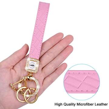 Wisdompro Microfiber Leather Car Keychain, Universal Bling Car Key FOB Keychain Key Chain Holder wit...