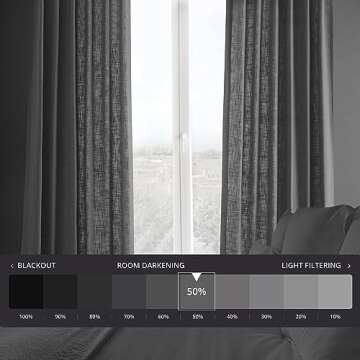 HPD Half Price Drapes Premium Heavy Faux Linen Curtains for Living Room (1 Panel), 50W x 96L Light F...