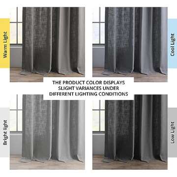 HPD Half Price Drapes Premium Heavy Faux Linen Curtains for Living Room (1 Panel), 50W x 96L Light Filtering Curtains 96 Inches Long Window Curtains for Bedroom, Pewter Grey
