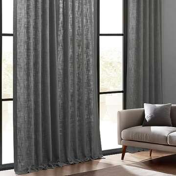 HPD Half Price Drapes Premium Heavy Faux Linen Curtains for Living Room (1 Panel), 50W x 96L Light Filtering Curtains 96 Inches Long Window Curtains for Bedroom, Pewter Grey