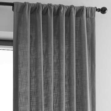 HPD Half Price Drapes Premium Heavy Faux Linen Curtains for Living Room (1 Panel), 50W x 96L Light Filtering Curtains 96 Inches Long Window Curtains for Bedroom, Pewter Grey