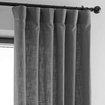 HPD Half Price Drapes Premium Heavy Faux Linen Curtains for Living Room (1 Panel), 50W x 96L Light Filtering Curtains 96 Inches Long Window Curtains for Bedroom, Pewter Grey