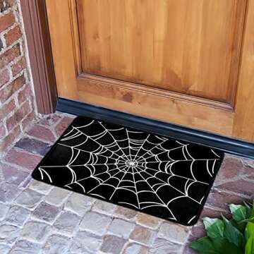 XUWU Goth Spider Web Door Mat Rug Front Door Mat Non Slip Goth Bath Mat for Bathroom Kitchen Indoor Outdoor 23.6 x 15.7 inch
