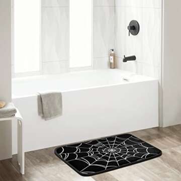 XUWU Goth Spider Web Door Mat Rug Front Door Mat Non Slip Goth Bath Mat for Bathroom Kitchen Indoor Outdoor 23.6 x 15.7 inch