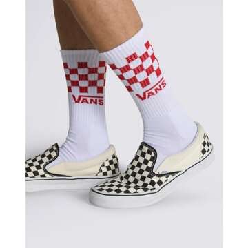 Vans Classic Crew Checkerboard Socks 3 Pack Men's , White, 6.5-9