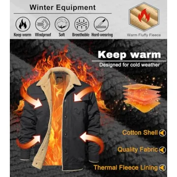 Warm EKLENTSON Mens Thermal Jacket for Winter Activities