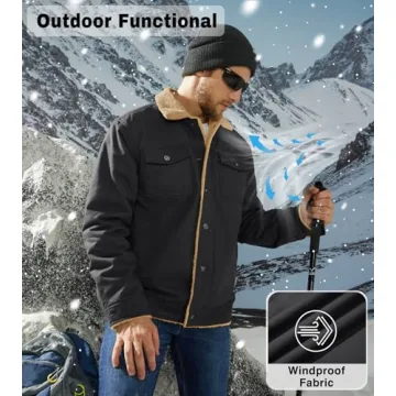 Warm EKLENTSON Mens Thermal Jacket for Winter Activities