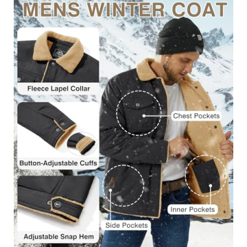 Warm EKLENTSON Mens Thermal Jacket for Winter Activities