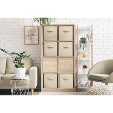 Sorbus Foldable Storage Cubes - 6 Fabric Baskets for Organizing Pantry, Closet, Shelf, Nursery, Playroom, Toy Box - 11 Inch Dual Handle Collapsible Closet Organizers and Storage Bins (Beige)