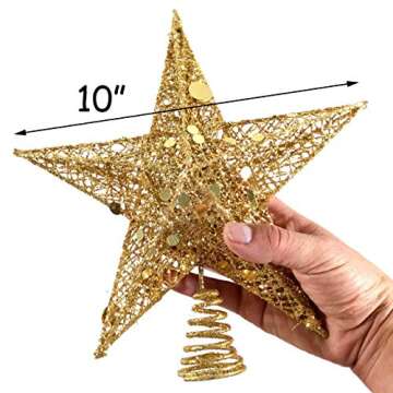 Acronde 10” Christmas Tree Topper Star for Holiday Cheer
