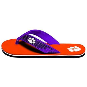 FOCO Clemson Tigers NCAA Womens Sequin Flip Flops - M