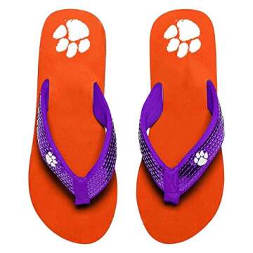 FOCO Clemson Tigers NCAA Womens Sequin Flip Flops - M