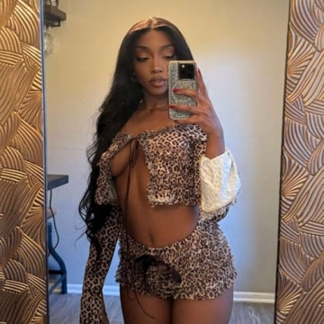 RISCUYY Sexy Cheetah Print Set for Trendy Women Outfits