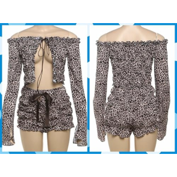 RISCUYY Sexy Cheetah Print Set for Trendy Women Outfits