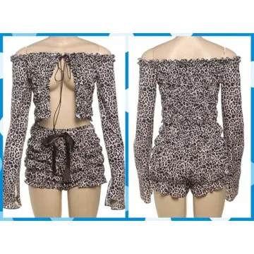 RISCUYY Sexy Cheetah Print Set for Trendy Women Outfits