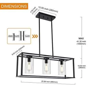 VINLUZ 3 Light Chandelier for Modern Dining and Kitchen