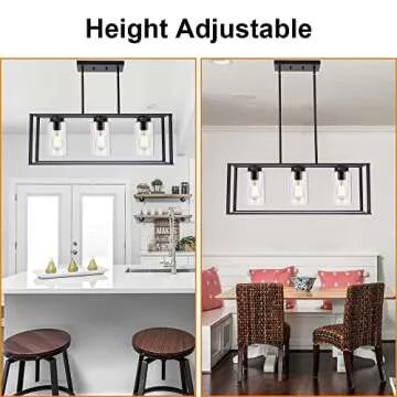 VINLUZ 3 Light Chandelier for Modern Dining and Kitchen