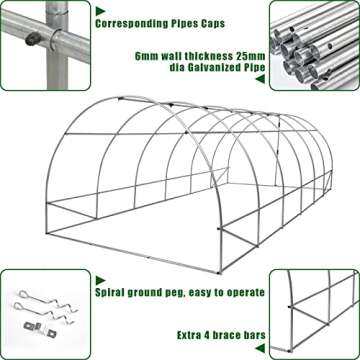 AMERLIFE 20x10x7ft Large Walk-in Plant Greenhouse for Outdoor with Watering System Heavy Duty Galvanized Steel Frame 2 Zipper Mesh Doors 12 Screen Windows Upgraded PE Cover & Film Clips, Green