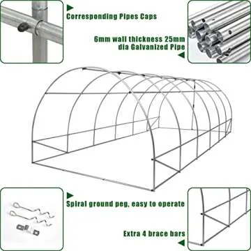 AMERLIFE 20x10x7ft Large Walk-in Plant Greenhouse for Outdoor with Watering System Heavy Duty Galvanized Steel Frame 2 Zipper Mesh Doors 12 Screen Windows Upgraded PE Cover & Film Clips, Green