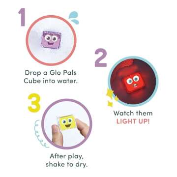Glo Pals Water-Activated Light-Up Cubes Bundle for Sensory Play (Wacky Wild West – Purple, Yellow + Red)